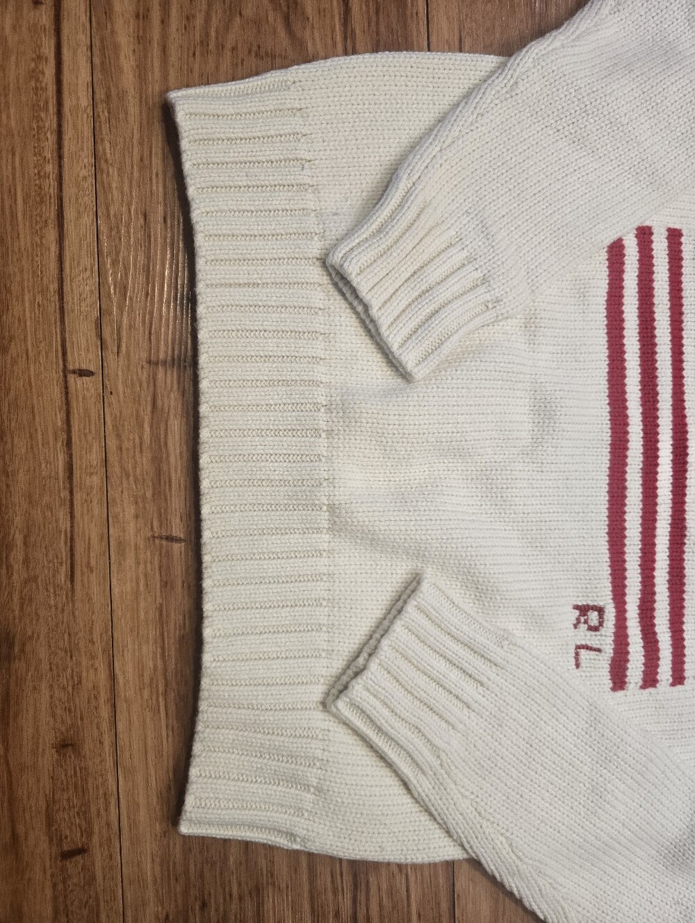 🇺🇸 Polo Ralph Lauren Cream Knit Sweater with American Flag Small RTR - Picture 9 of 12